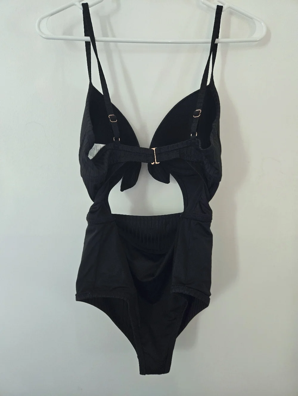 Shade & Shore Black Tie Front Cut Out One Piece Swim Suit